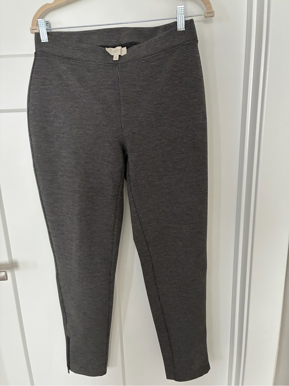 Talbots Dark Gray Tweed Ponte Leggings with Side Zippers
